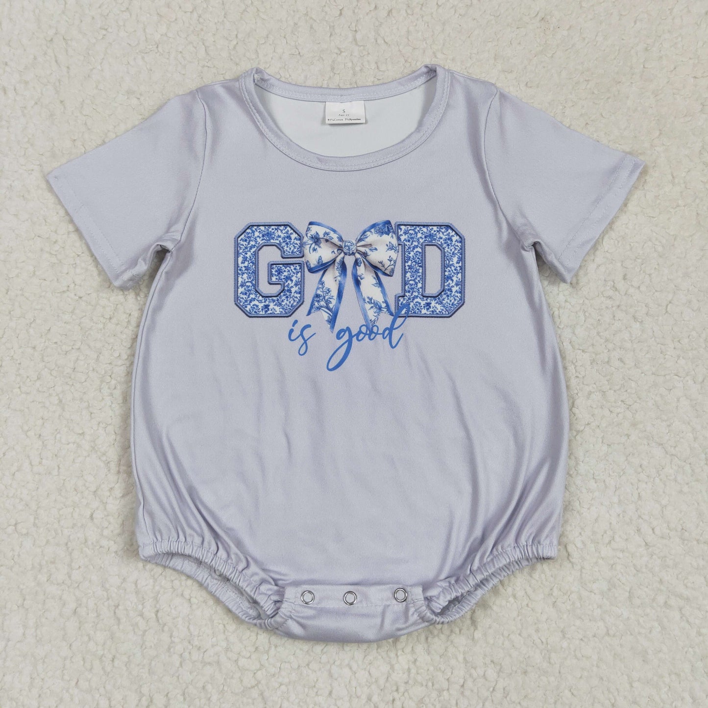 SR2772 Grey Blue bow short sleeve romper baby girls Boutique Summer clothes 202504 RTS