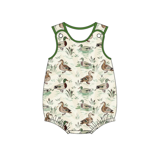 Preorder SR2778 duck hunting green sleeveless romper baby boys Boutique Summer clothes 202502