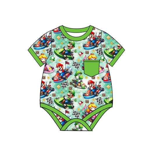 Preorder SR2814 Green Toy Story short sleeve romper baby boys Boutique Summer outfit 202502