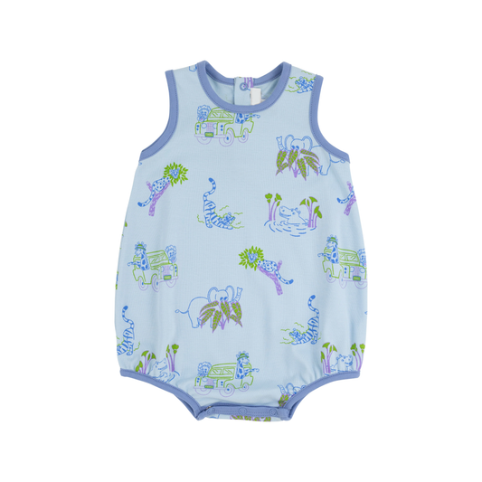 Preorder SR2819 Blue animal pattern sleeveless romper baby boy Boutique Summer outfit 202502