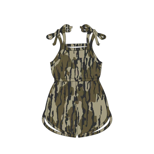 Preorder SR2826 Army Green stained sleeveless romper baby girls Boutique Summer outfit 202502