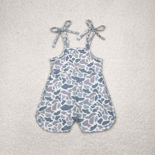 SR2827 Grey Green stained sleeveless romper baby girls Boutique Summer outfit 202502