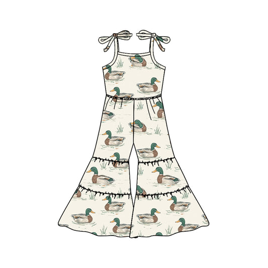 Preorder SR2838 Beige Duck hunting Sleeveless Romper Overall Jumpsuit Girls Boutique clothes  202502