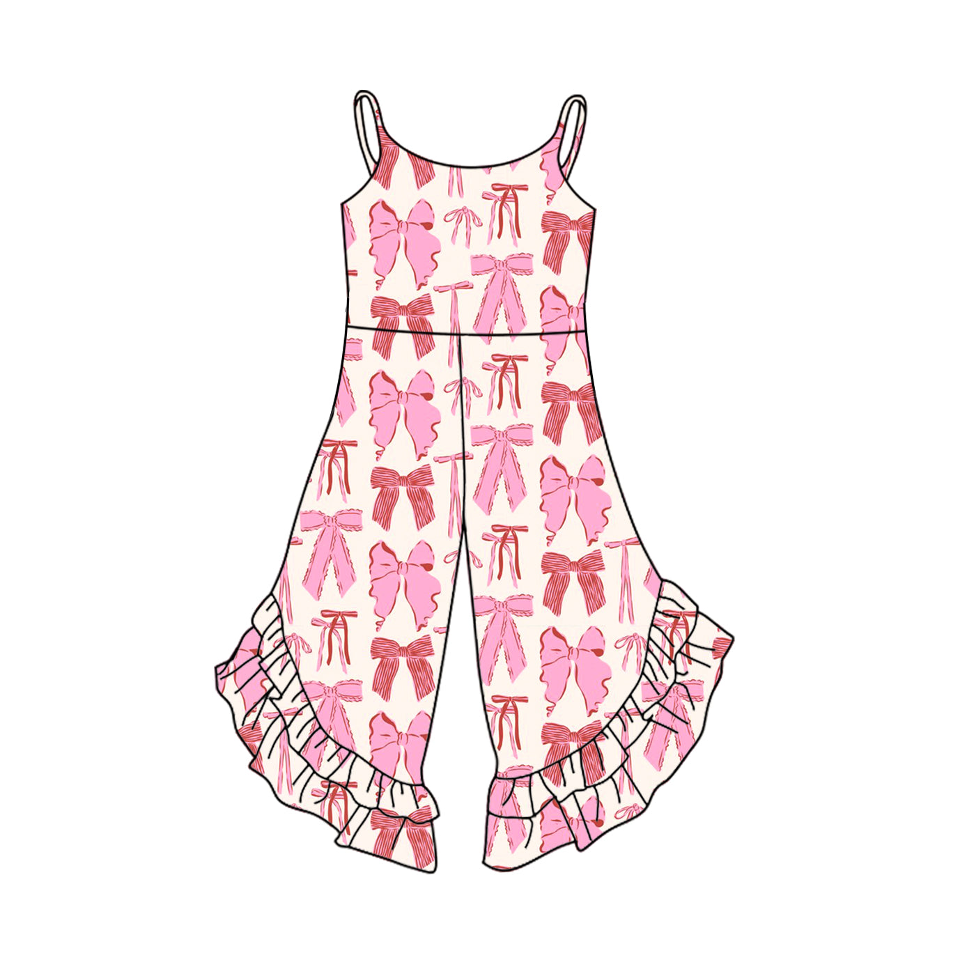 Preorder SR2845 Pink ruffled bows Sleeveless Romper Overall Jumpsuit Girls Boutique clothes 202502