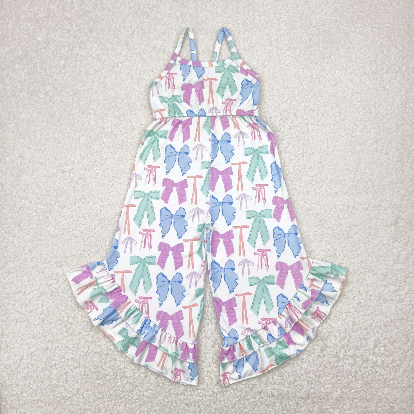 SR2847 colored ruffled bows Sleeveless Romper Overall Jumpsuit Girls Boutique clothes 202504 RTS