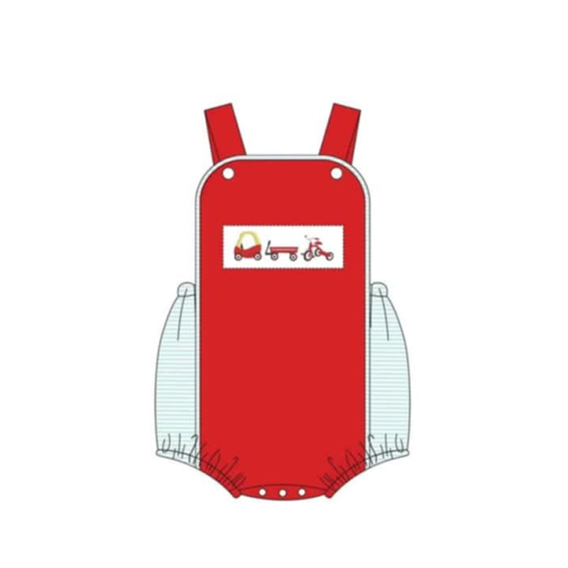 Preorder SR2849 Red Blue cars sleeveless romper Infant boy Boutique outfit 202502