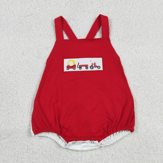 SR2849 Embroidered Red Blue cars sleeveless romper Infant boy romper 202605 RTS