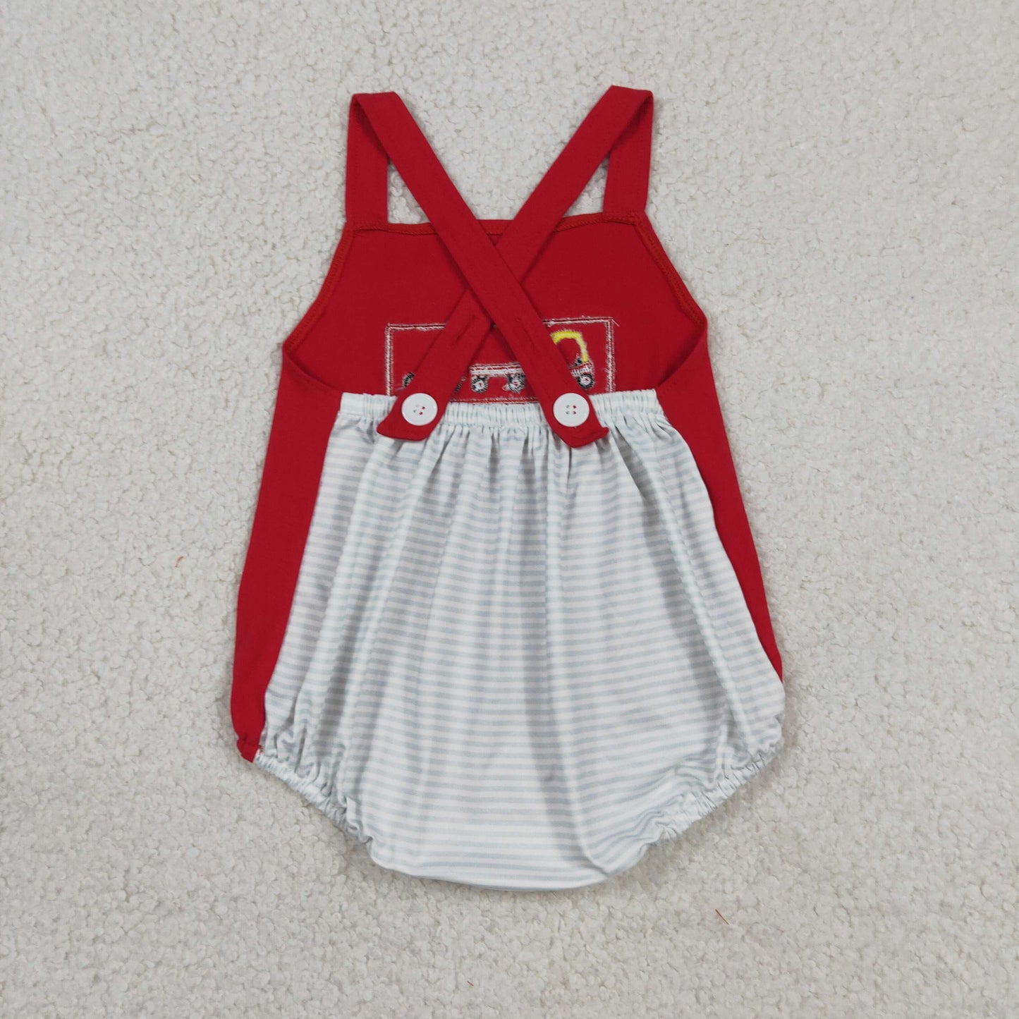 SR2849 Embroidered Red Blue cars sleeveless romper Infant boy romper 202605 RTS