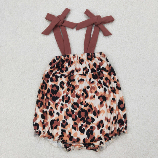 SR2913 Brown Leopard Ruffle Sleeveless Romper Girls Boutique Outfits 202503 RTS