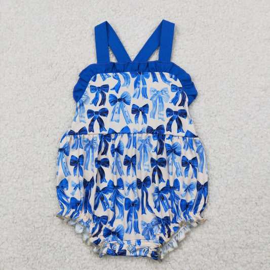 SR2919 Blue Bows Ruffle Sleeveless Romper Girls Boutique Outfits 202504 RTS