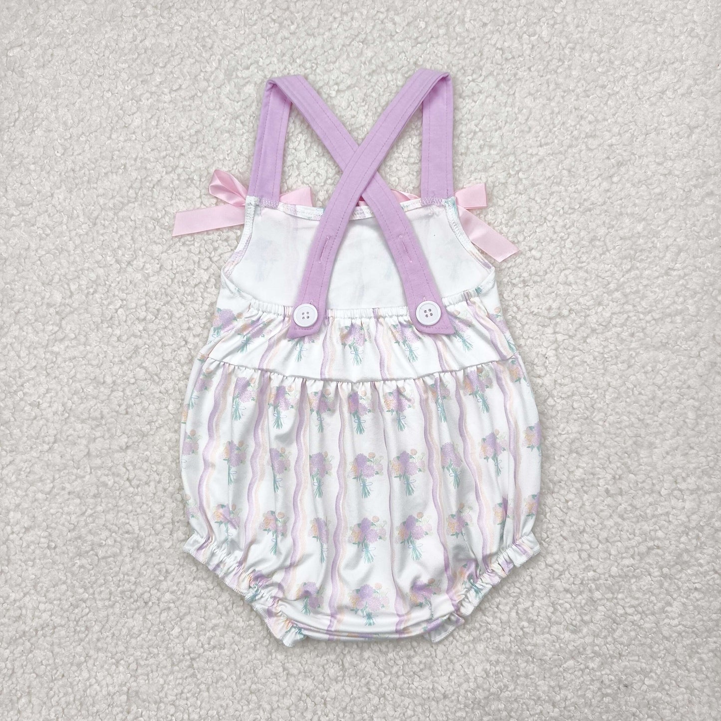 SR2961 Purple Pink Flower Bows Sleeveless Romper Baby Girls Boutique Summer Clothes 202504 RTS