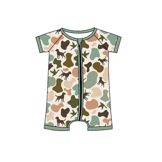 Preorder SR2972 Puppy Duck Camouflage Zippy Short Sleeve Romper Baby Boy Romper 202504