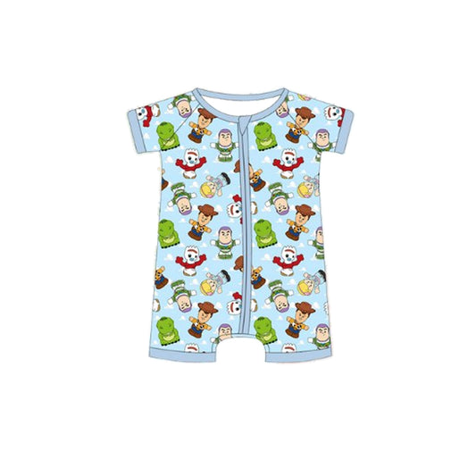 Preorder SR2988 Cartoon Green Zippy Short Sleeve Romper Baby Boys Romper 202503