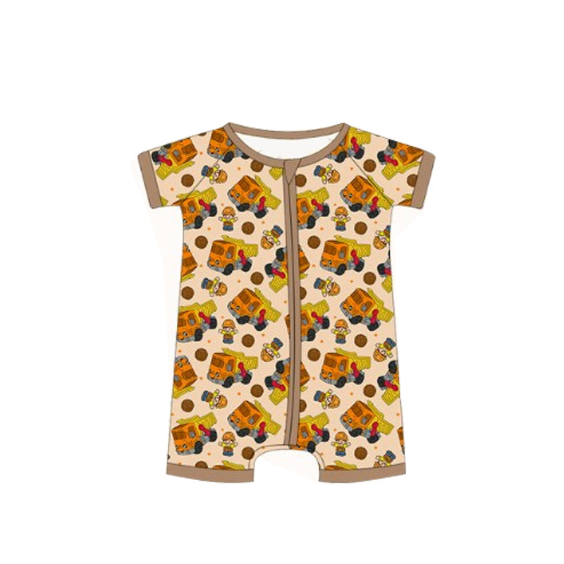Preorder SR2989 Truck Brown Zippy Short Sleeve Romper Baby Boys Romper 202503