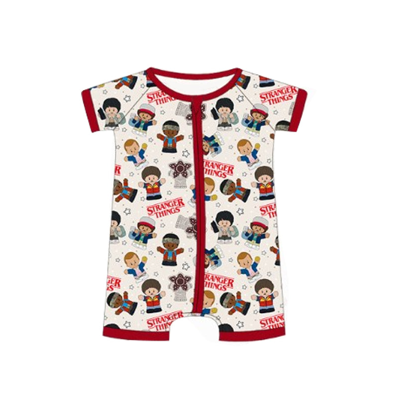 Preorder SR2990 Cartoon Red White Zippy Short Sleeve Romper Baby Boys Romper 202503