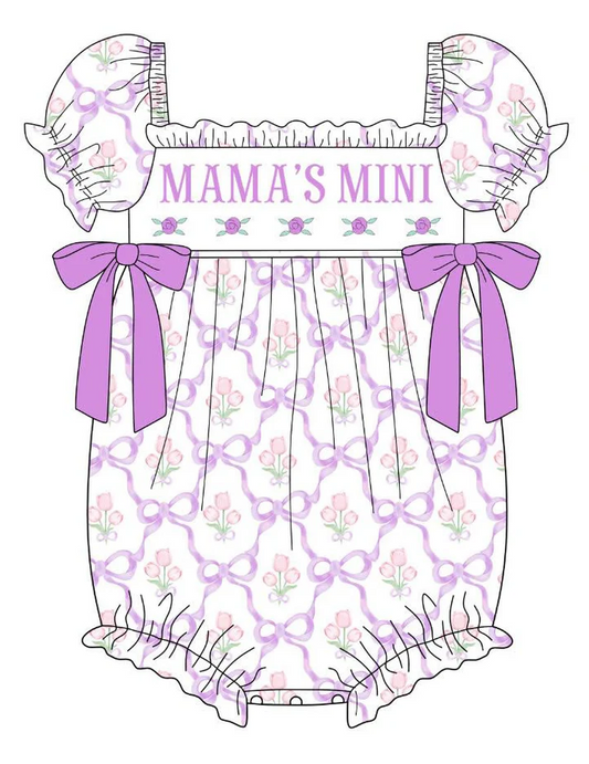 Preorder SR3026 Mama's Girl Rose Red Bows Short Sleeve Romper Baby Girls Boutique Outfits 202503