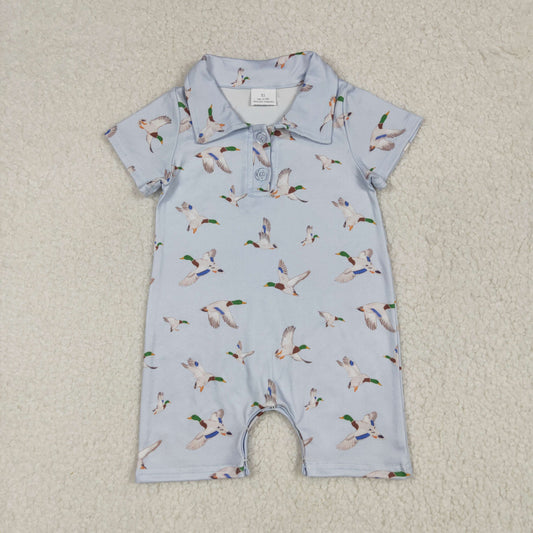 SR3032 Duck Hunting Clothes Grey Polo Short Sleeve Romper Baby Boys Boutique Outfits 202506 RTS