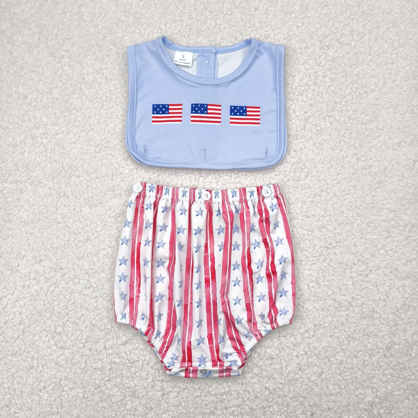 SR3049 4th of July flag blue star red striped sleeveless romper baby boys boutique outfits 202504 RTS
