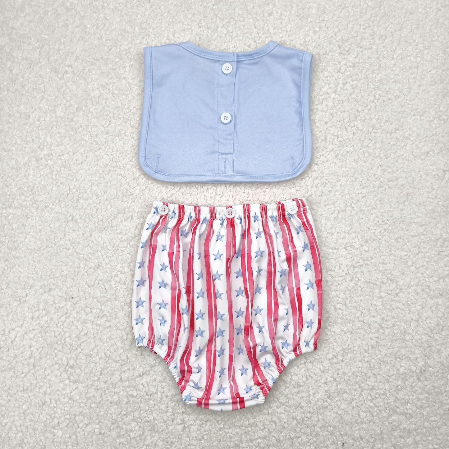 SR3049 4th of July flag blue star red striped sleeveless romper baby boys boutique outfits 202504 RTS