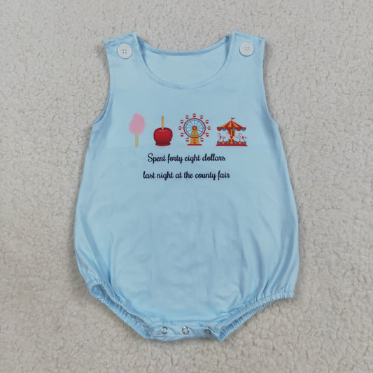 SR3056 Cotton Candy Ferris Wheel Blue Sleeveless Baby Boys  Romper 202508 RTS