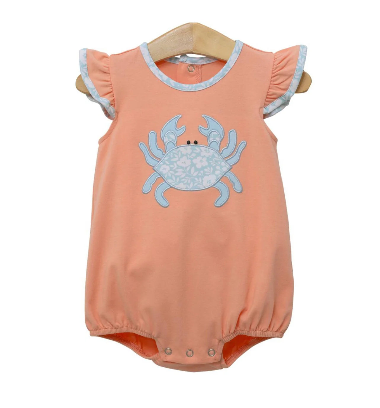 Preorder SR3057 Crab Orange Fly Sleeve Romper Baby Girls Bubble Romper 202504