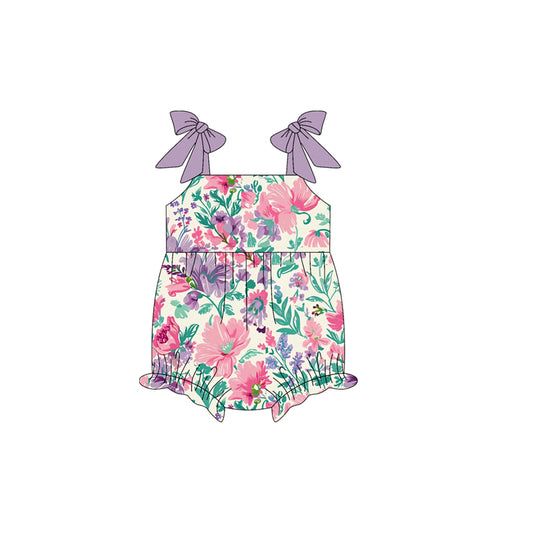 Preorder SR3061 Purple Pink Flower Sleeveless Romper Baby Girls Romper 202504