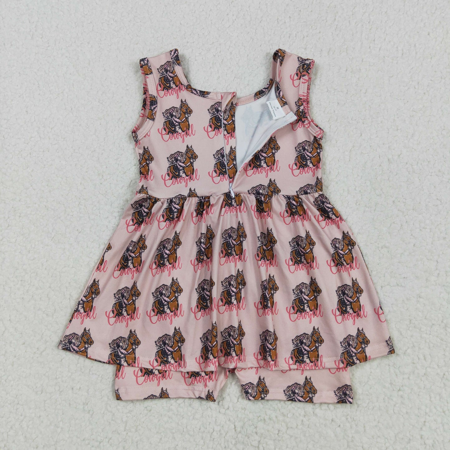 SR3072 Horse Cowgirl Pink Sleeveless Romper Baby Girls Romper 202505 RTS