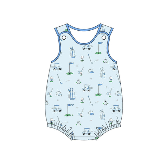 Preorder SR3075 Golf Blue Sleeveless Romper Baby Boy Romper 202504