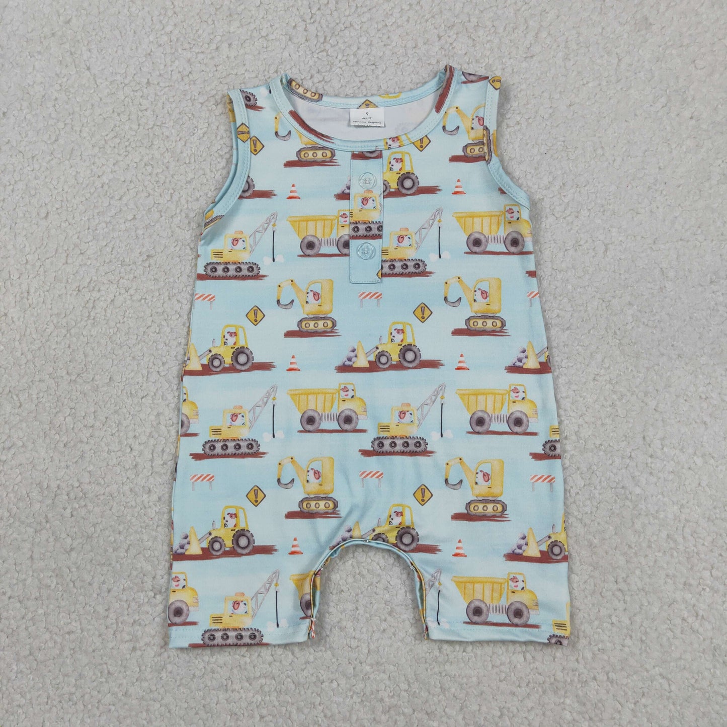 SR3085 trucks blue green sleeveless Boys romper 202605 RTS