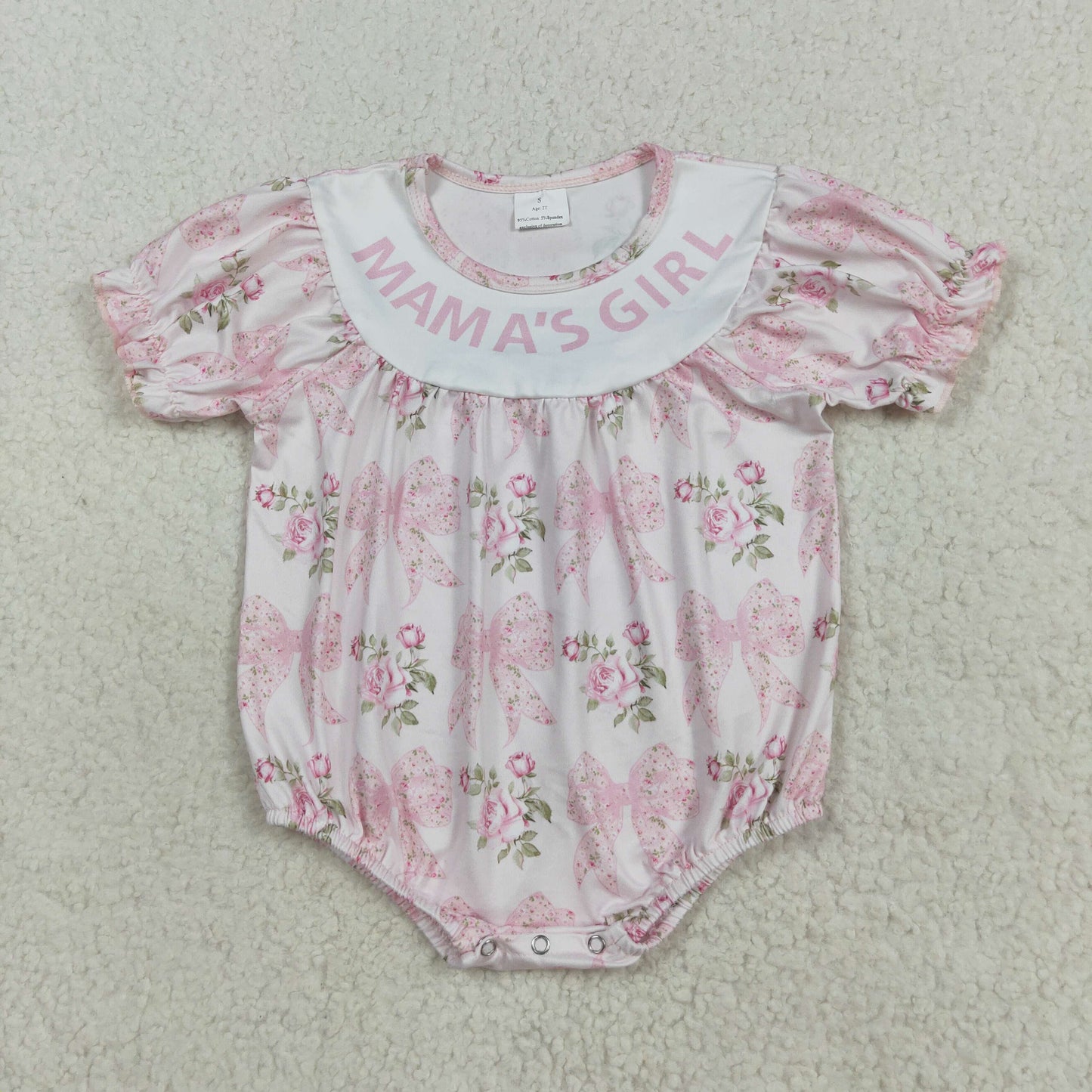 SR3087 mama's girl flower pink short sleeve girl bubble romper 202508 RTS