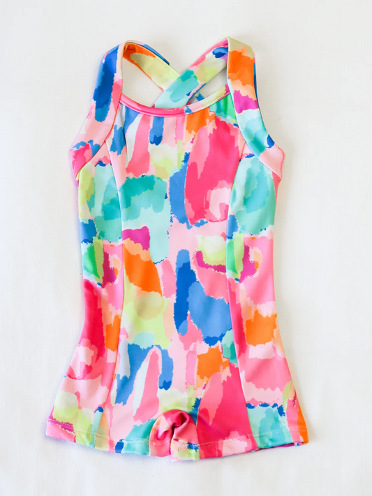 Preorder SR3134 Boutique Yoga Clothing Colored Pattern Sleeveless Overall Jumpsuits Girl Boutique Athletic Outfits 202505