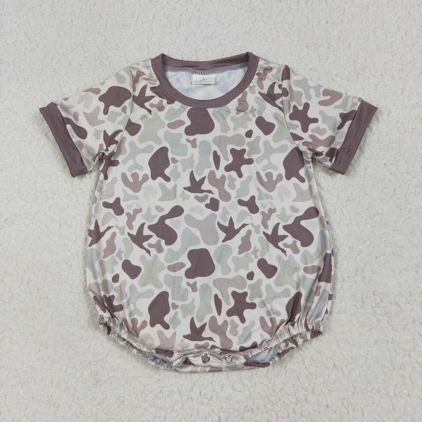 SR3141 boy boutique brown camo short sleeve bubble romper 202506 RTS