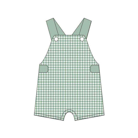 Preorder SR3150 Boys Boutique Green Plaid Sleeveless Romper 202506