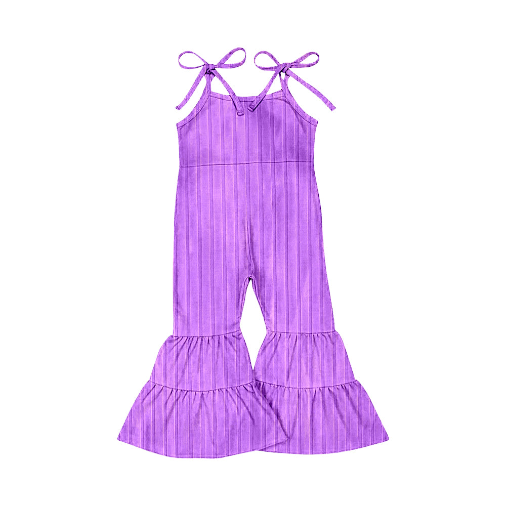 Preorder SR3157 Girl Boutique Solid Purple Ribbed Camisole Overall Jumpsuits 202506