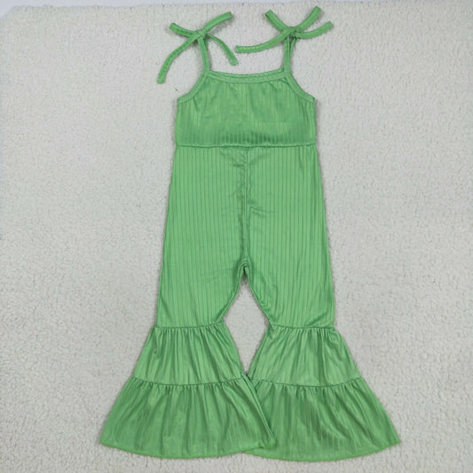 SR3160 Girl Boutique Solid Green Ribbed Camisole Overall Jumpsuits 202508 RTS