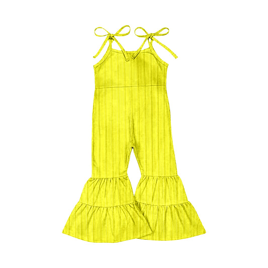 Preorder SR3161 Girl Boutique Solid Yellow Ribbed Camisole Overall Jumpsuits 202506