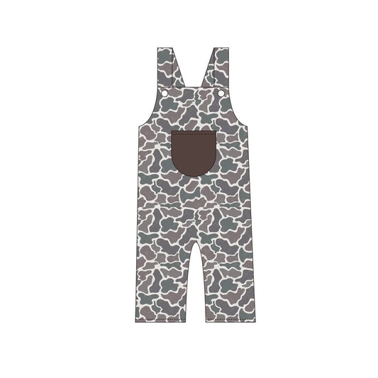 Preorder SR3173 Boys Boutique Brown Camo Pocket Overalls Jumpsuits 202506