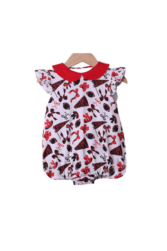 Preorder SR3193 Go Team Bows Red Flying Sleeve Girls Bubble Romper 202507