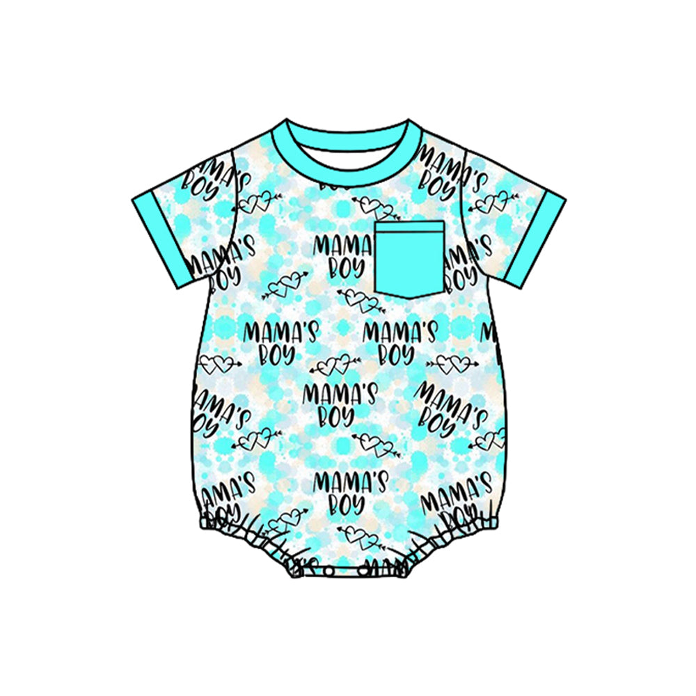 MOQ 8 Preorder SR3218 Mama's Boy Short Sleeve Boys Bubble Romper 202509