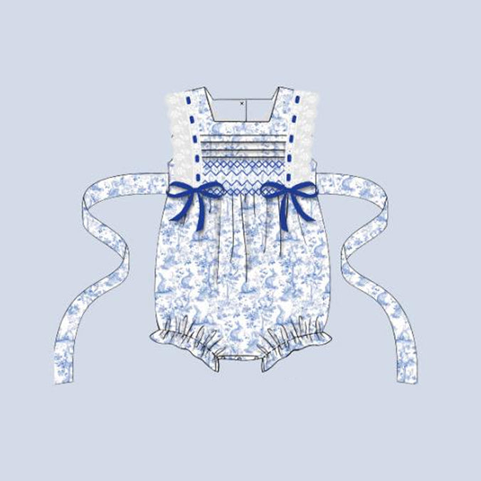 MOQ 8 Preorder SR3219 Floral Bows Sleeveless Girls Bubble Romper 202509 Sibling