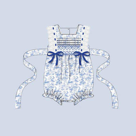 MOQ 8 Preorder SR3219 Floral Bows Sleeveless Girls Bubble Romper 202509 Sibling