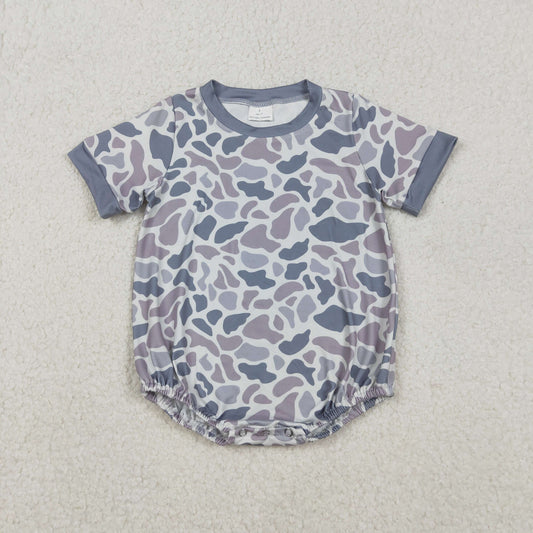 SR3243 Gray Camouflage Short Sleeve Boys Bubble Romper 202510 RTS