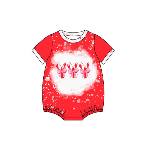 MOQ 8 Preorder SR3279 Mardi Gras Crayfish Red Short-Sleeved Girls Bubble Romper 202510