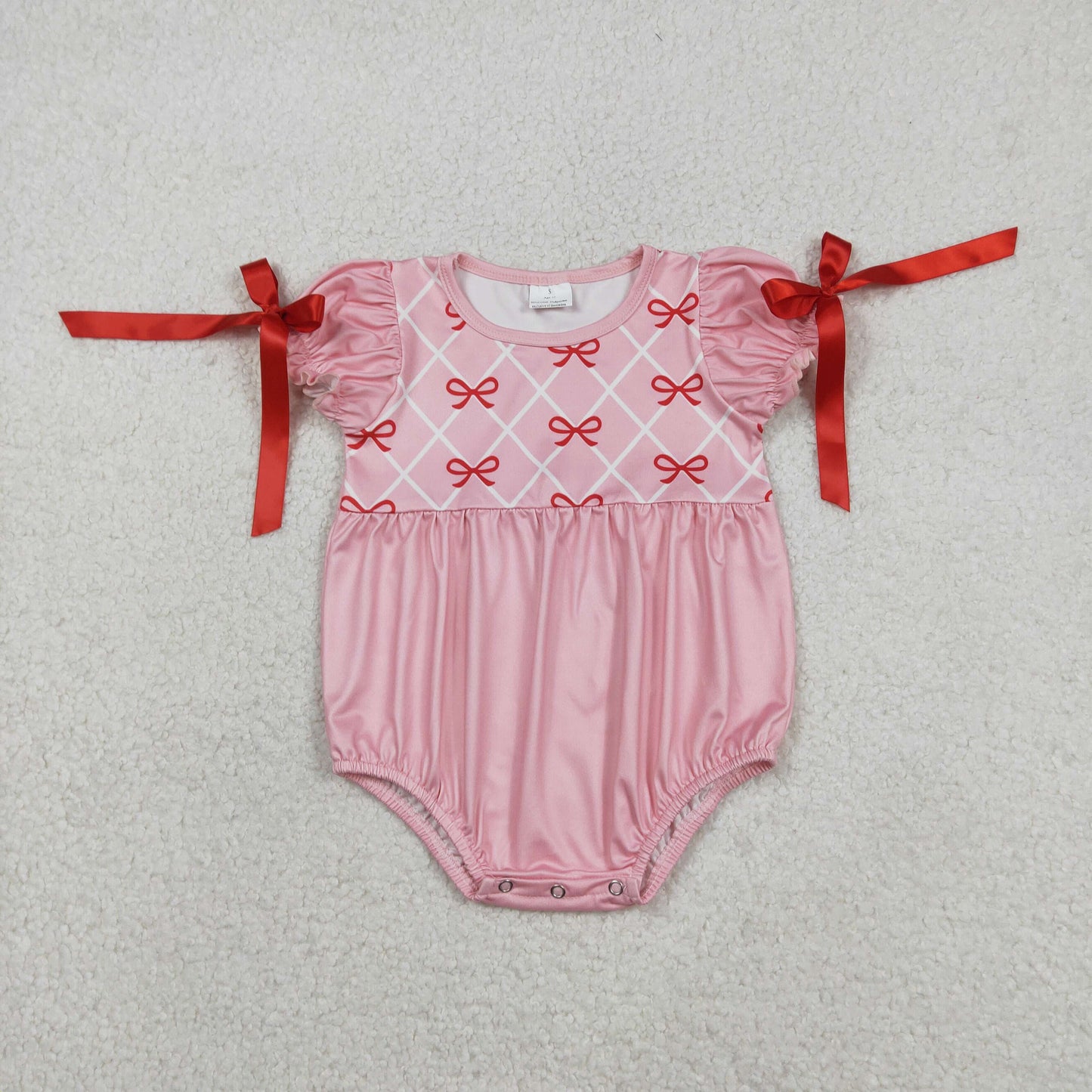 SR3285 Valentine‘s Day Love Pink Ruffle Puff Short Sleeve Girls Bubble Romper 202512 RTS