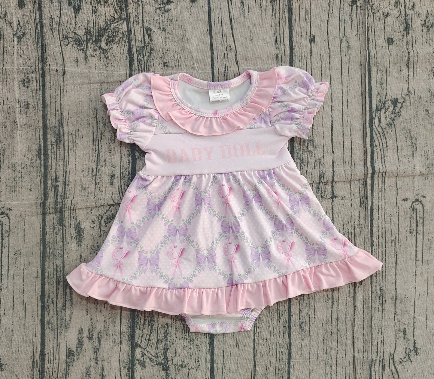 NO MOQ Preorder SR3291 Valentine's Day Flower Bows Ruffle Pink Purple Puff Short-Sleeved Girls Bubble Romper 202510
