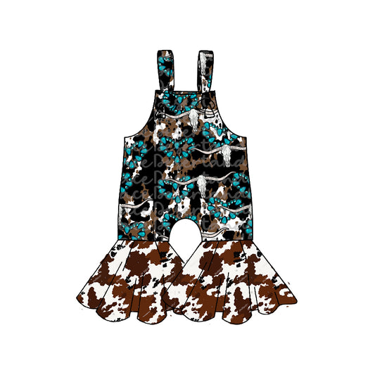 MOQ 5 Preorder SR3301 Alpine Bullhead Emerald Ink Pattern Suspender Girls  Overalls Jumpsuits 202510