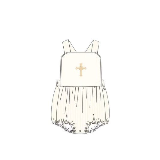 MOQ 5 Preorder SR3307 Easter Cross Sleeveless Boys Bubble Romper 202510 Sibling