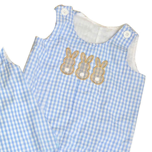 MOQ 5 preorder SR3385 Easter Bunny Blue Sleeveless Baby Boy Bubble Romper 202510 Sibling