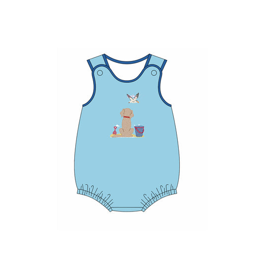 MOQ 5 preorder SR3405 Puppy Duck Beach Bucket Blue Sleeveless Boys Bubble Romper 202510