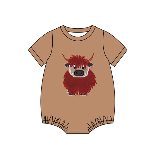 MOQ 5 preorder SR3442 Yak Brown Short-Sleeved Boys Bubble Romper 202510